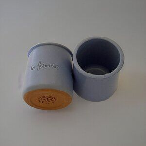La Fermiere French Periwinkle Terra Cotta Glazed Yogurt Plant Pot Planter Clay